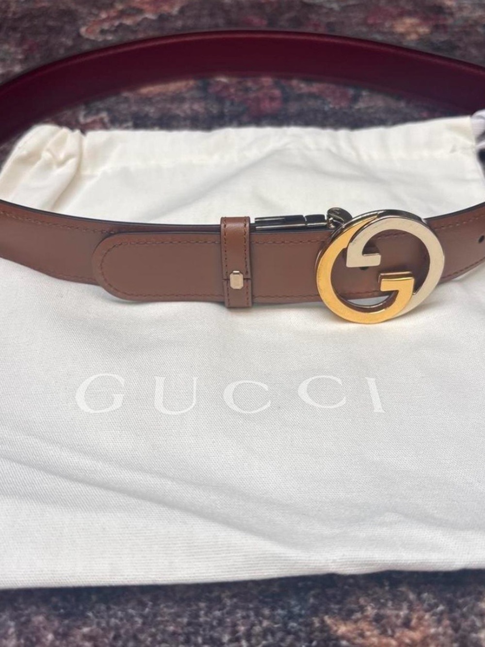 Gucci Tan Leather Belt with Gold Double G Buckle